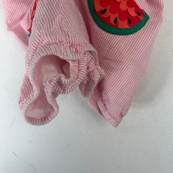 Baby Boden baby toddler GIRL watermelon seersucker outfit bib overalls 18-24 mos - Picture 4 of 8